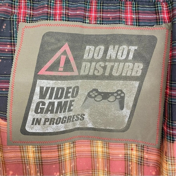 Gamer Flannel Shirt Mens Size Large Unisex Video Game In Progress Do Not Disturb - Picture 4 of 11